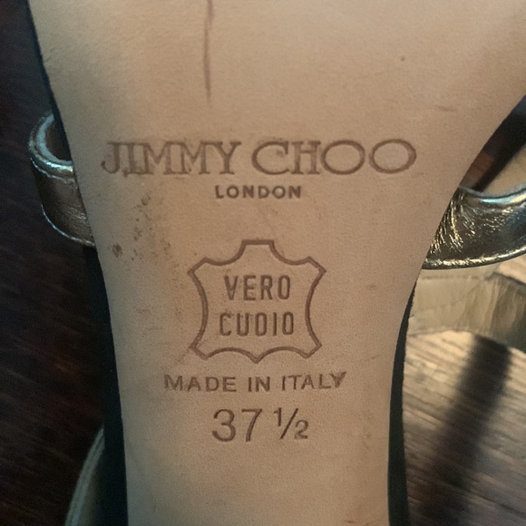 Jimmy Choo size 37 1/2 black suede and gold shoes - Picture 6 of 8